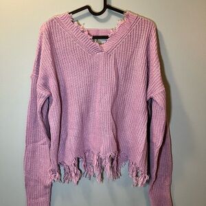 distressed lilac sweater